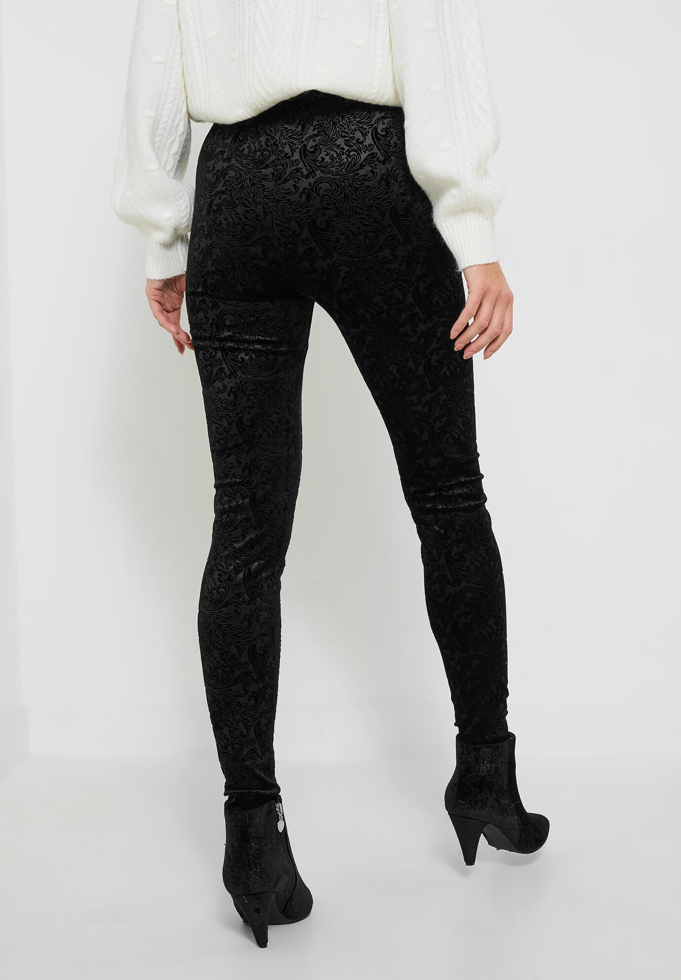 Stretch Velvet Legging, BLACK PAISLEY, on-hover image number 1