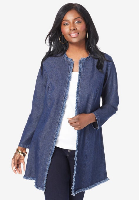 Fringe Trim Jacket, INDIGO, hi-res image number null