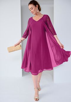 A-line Lace Overlay Dress