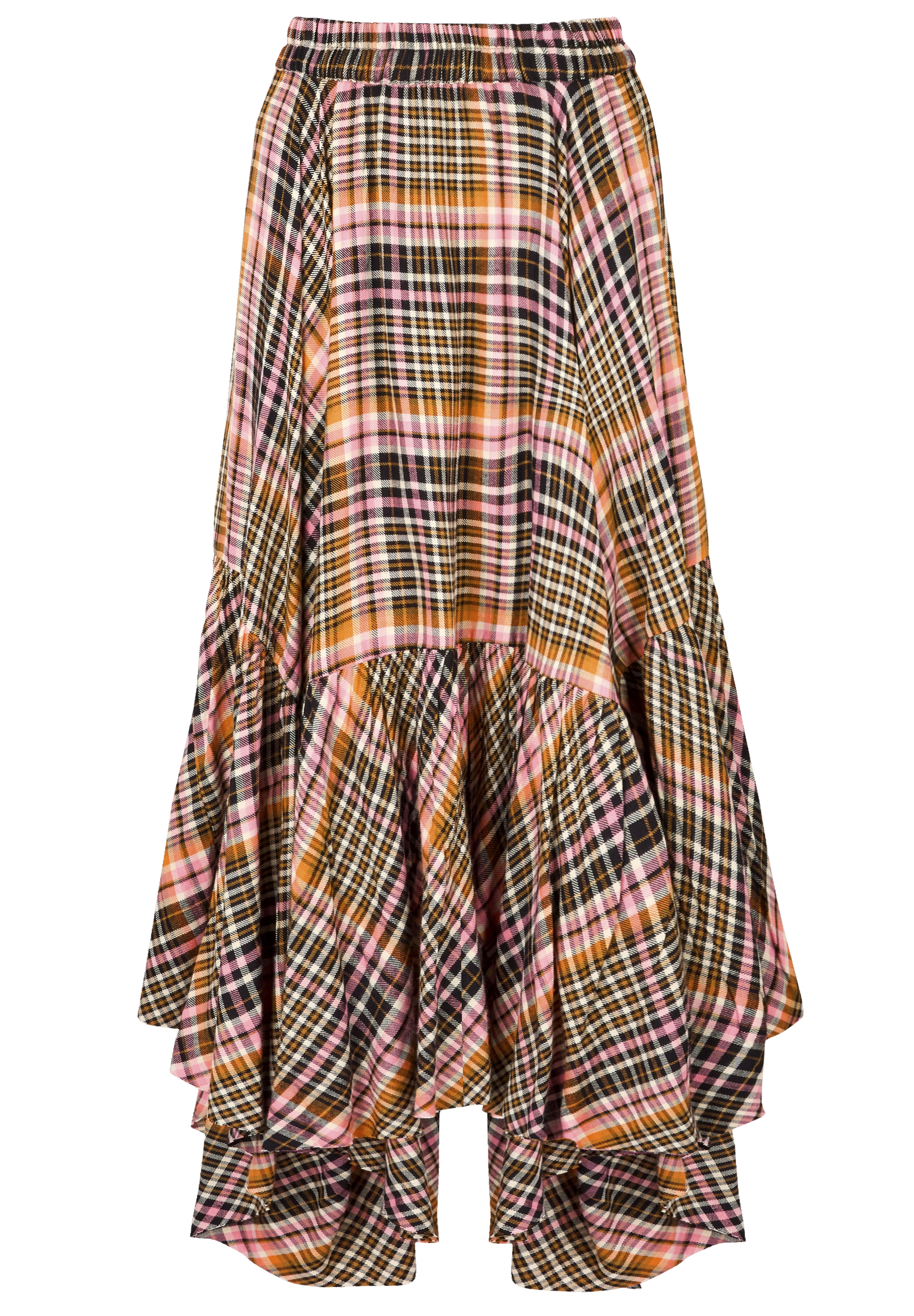 Checkered Hanky Hem Maxi Skirt, AUTUMN SUNSET PLAID, alternate image number 4