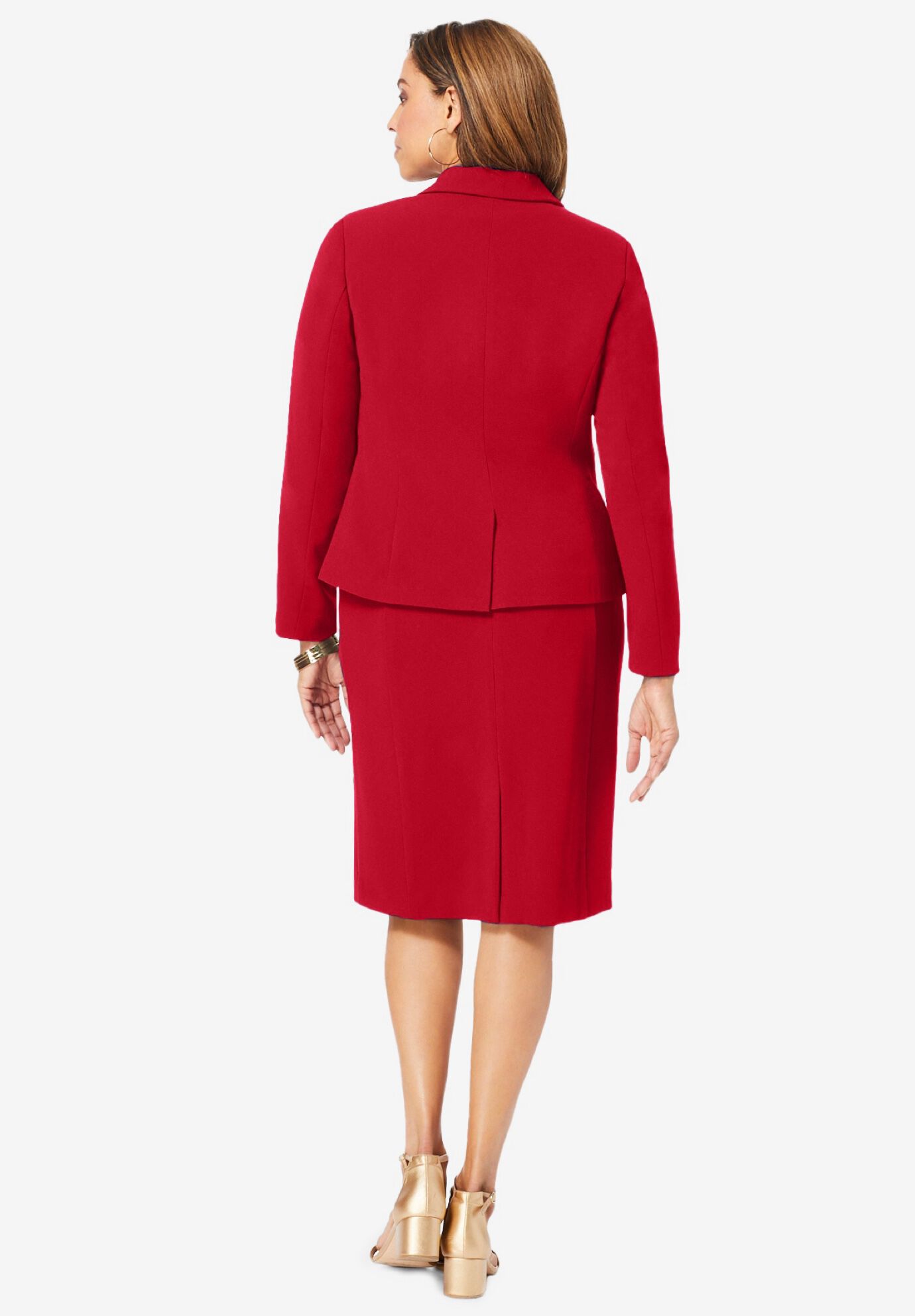 Stretch Crepe Single-Breasted Jacket Dress, RICH BURGUNDY ABSTRACT, alternate image number 2