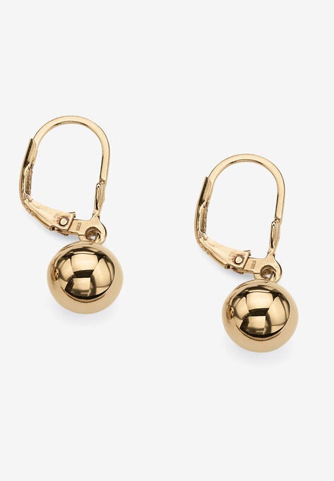 Yellow Gold over Sterling Silver Ball Drop Drop Earrings (23x7.5mm), , on-hover image number null