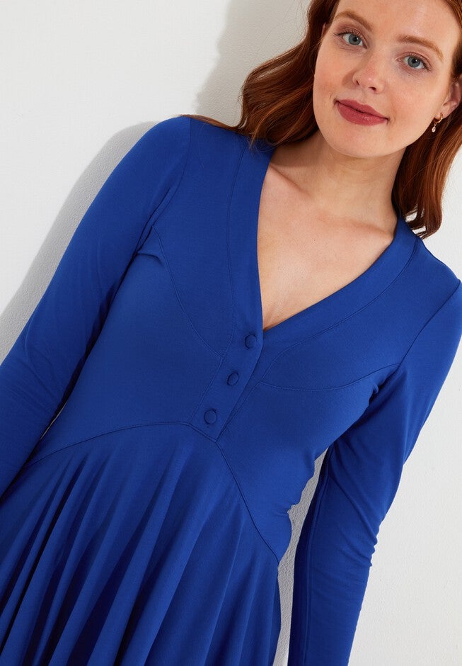 Stretch Knit Babydoll Tunic, DARK SAPPHIRE, on-hover image number null