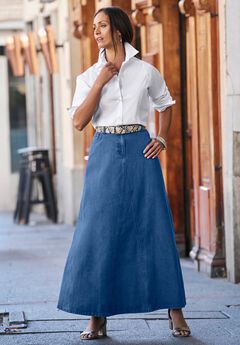 Denim Inset Maxi Skirt