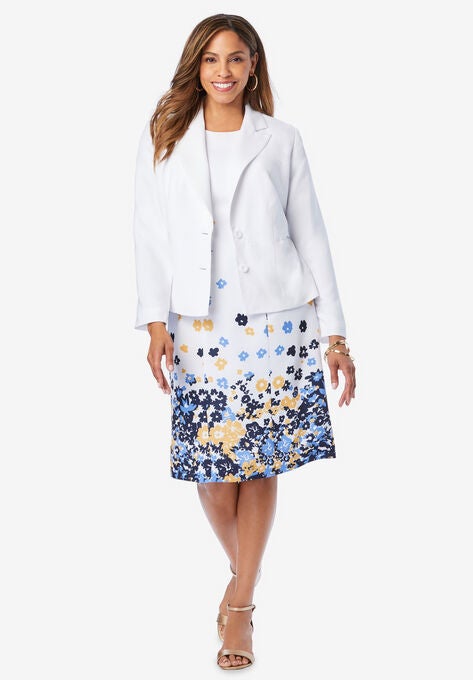 Single Breasted Jacket Dress, BLUE GARDEN BORDER, hi-res image number null