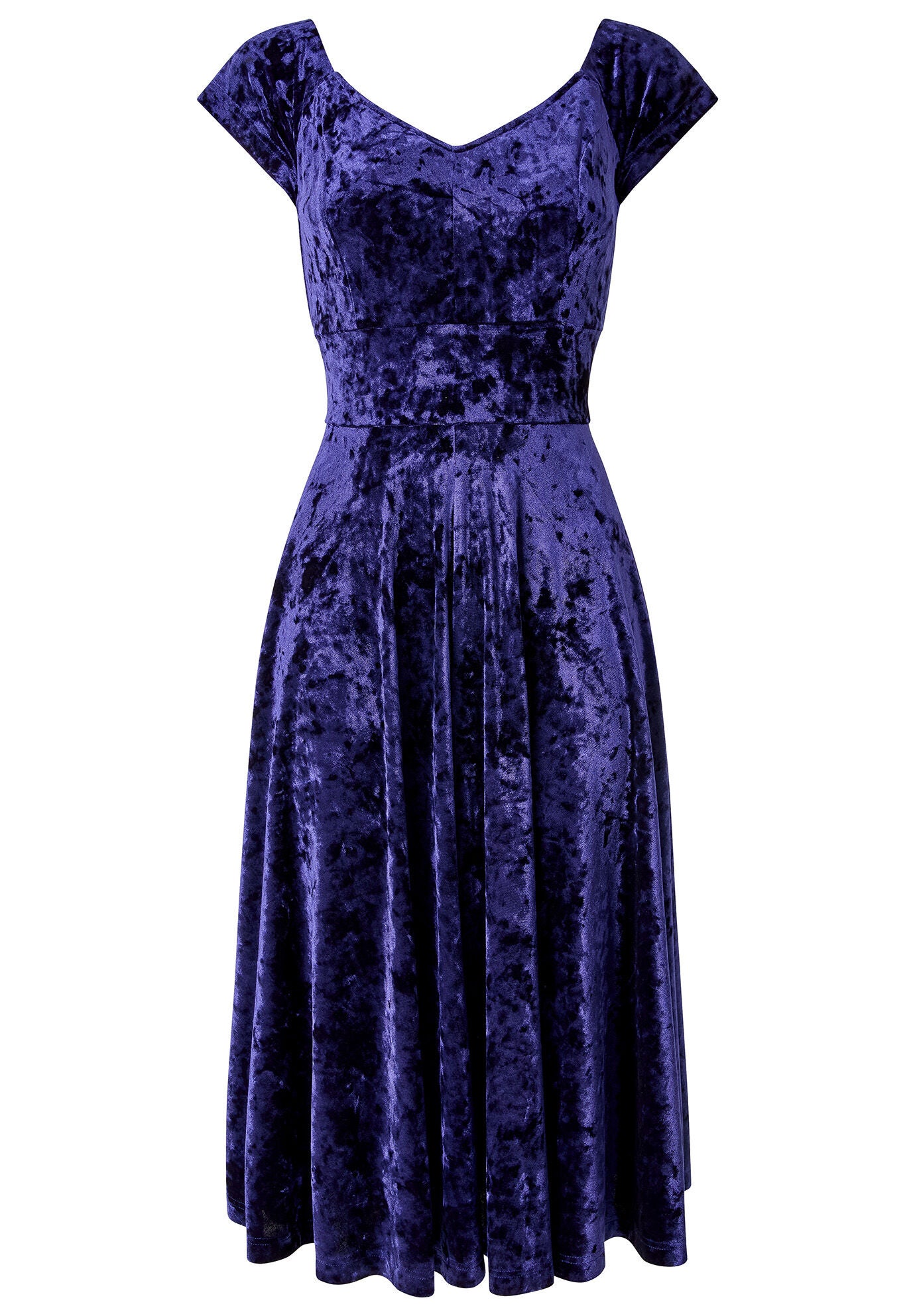 Crushed Velvet Sweetheart Midi Dress, MIDNIGHT BLUE, alternate image number 4