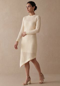 Crochet Asymmetrical Hem Midi Dress