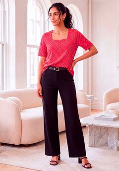 Stretch Cotton Square Neck Tee