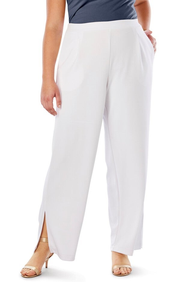 Knit Crepe Side-Slit Pant, , alternate image number 4