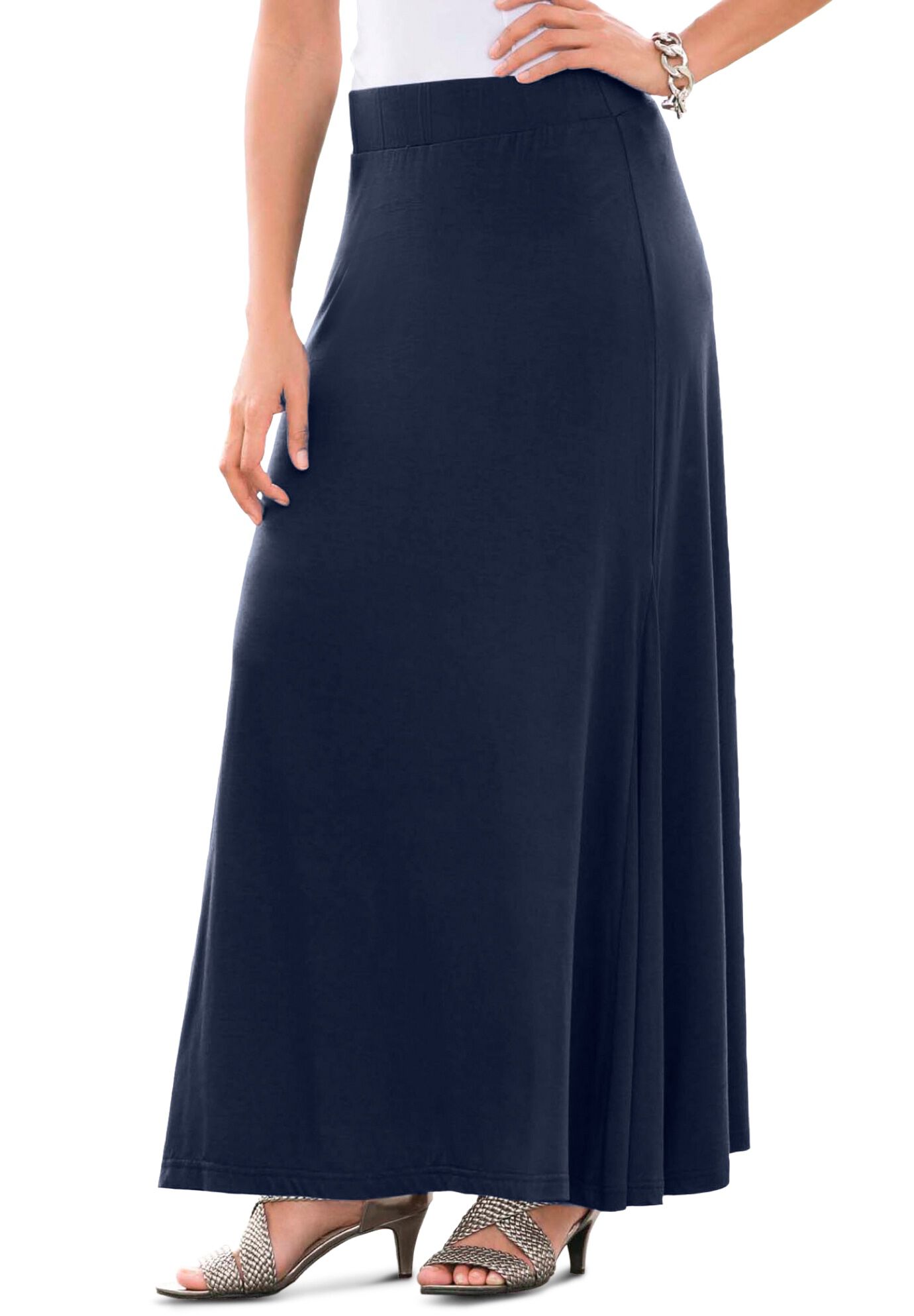 Maxi Silhouette Stretch Knit Skirt Frost Teal Paisley Catherines