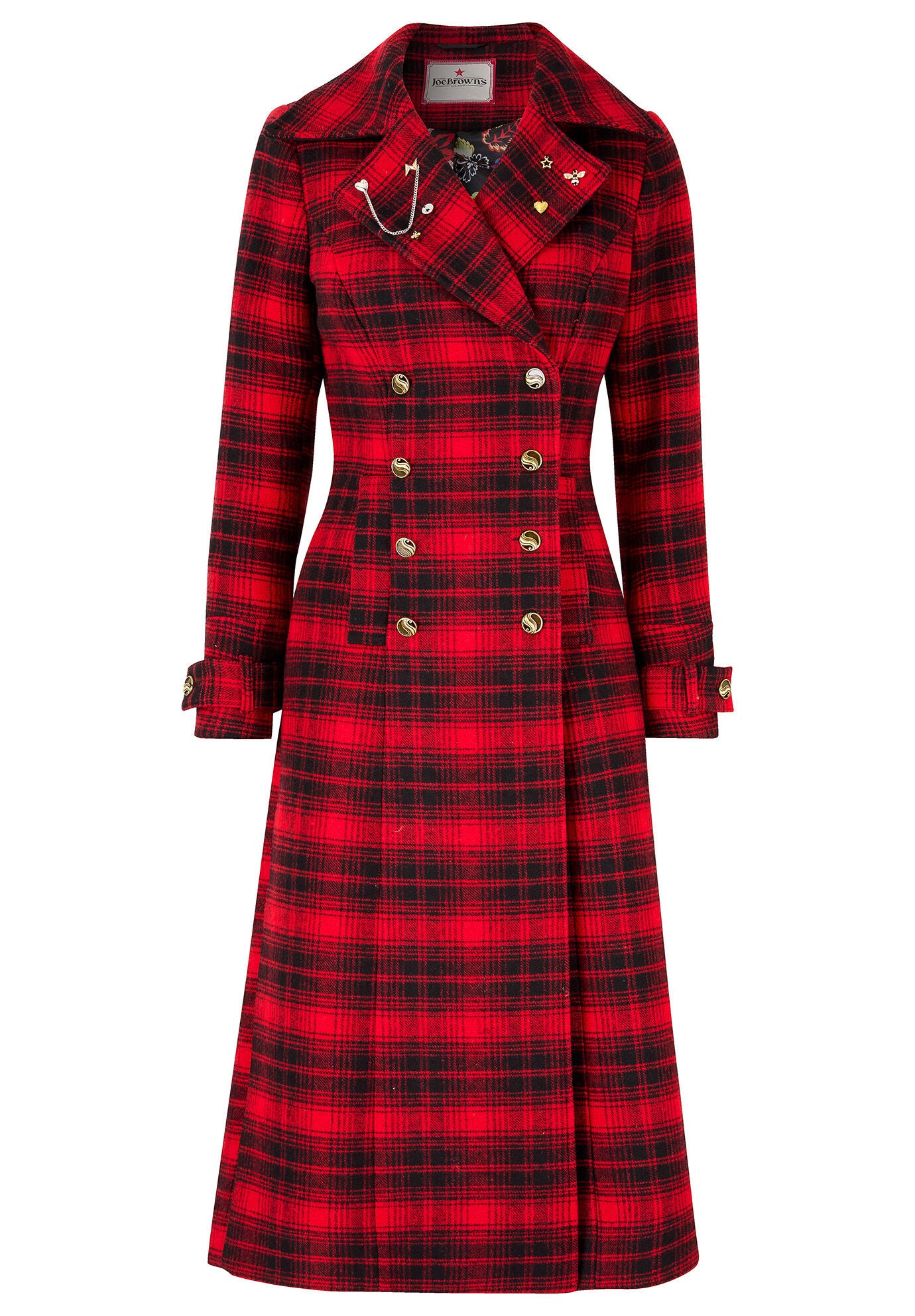 Wool-Blend Double Breasted Coat, RED MEGA PLAID, alternate image number 5