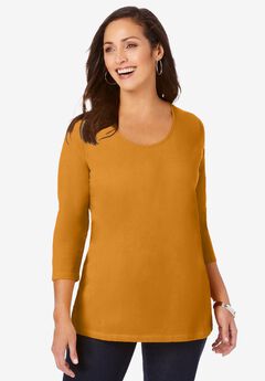 Stretch Cotton Scoop Neck Tee