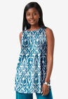Knit Tunic Tank, DEEP TEAL BRUSHED TRIBAL, hi-res image number null