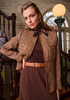 Tweed Jacket with Leather-Trim