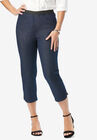 Curved Hem Crop Jeggings, INDIGO, hi-res image number null
