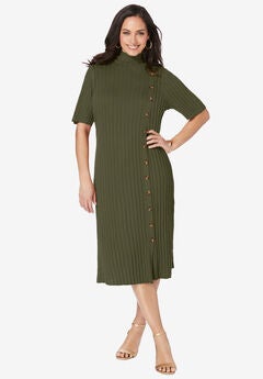 Button Front Sweater Dress