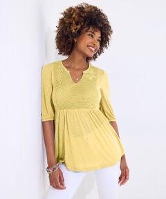 Notch Neck Babydoll Tee
