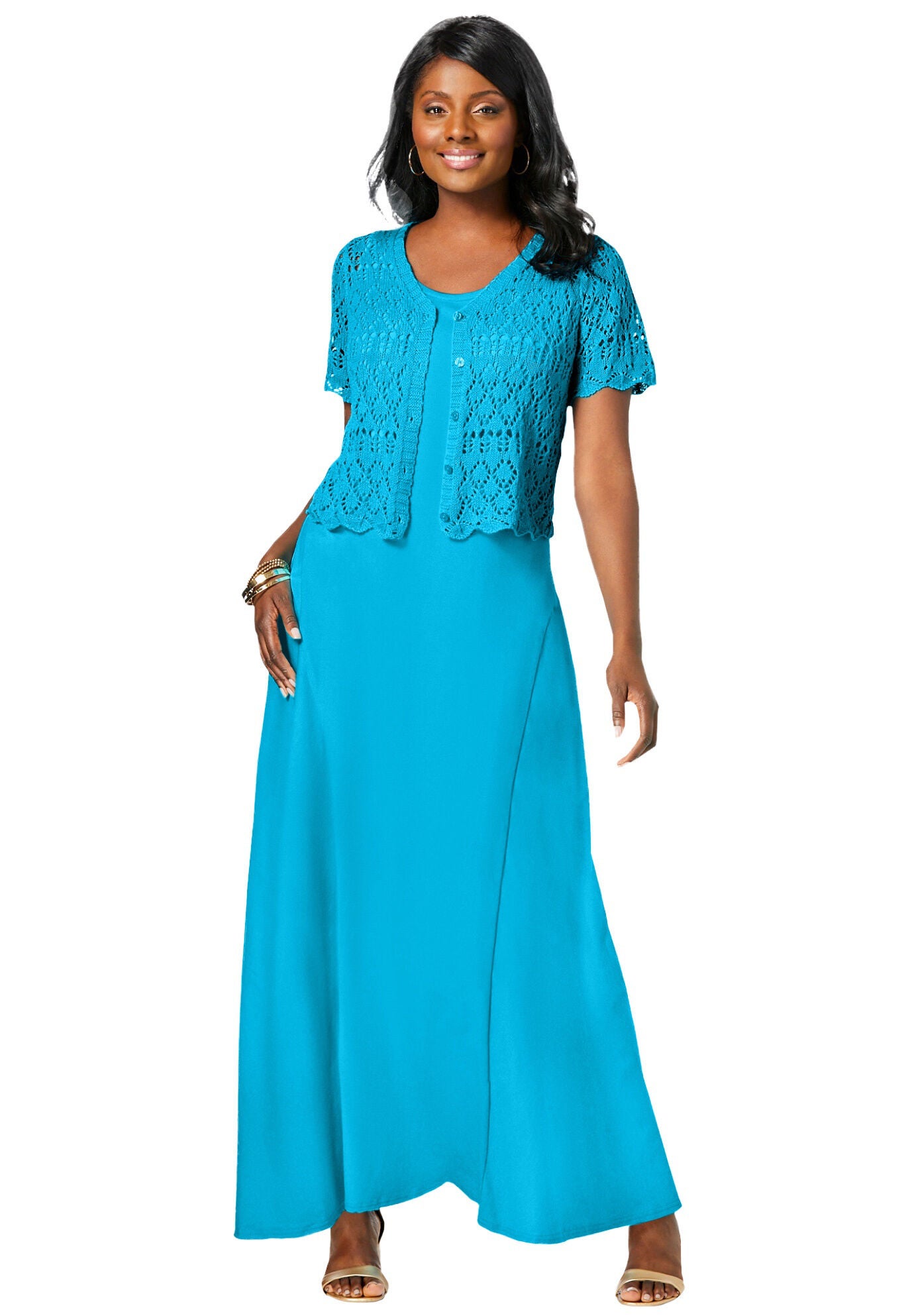 Stretch Cotton Tank Maxi Dress, , alternate image number 2