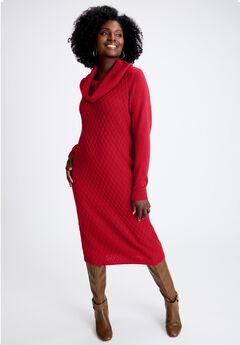 Textured Cowlneck Sweater Dress