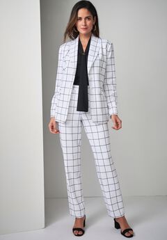 2-Piece Stretch Crepe Single-Breasted Pantsuit