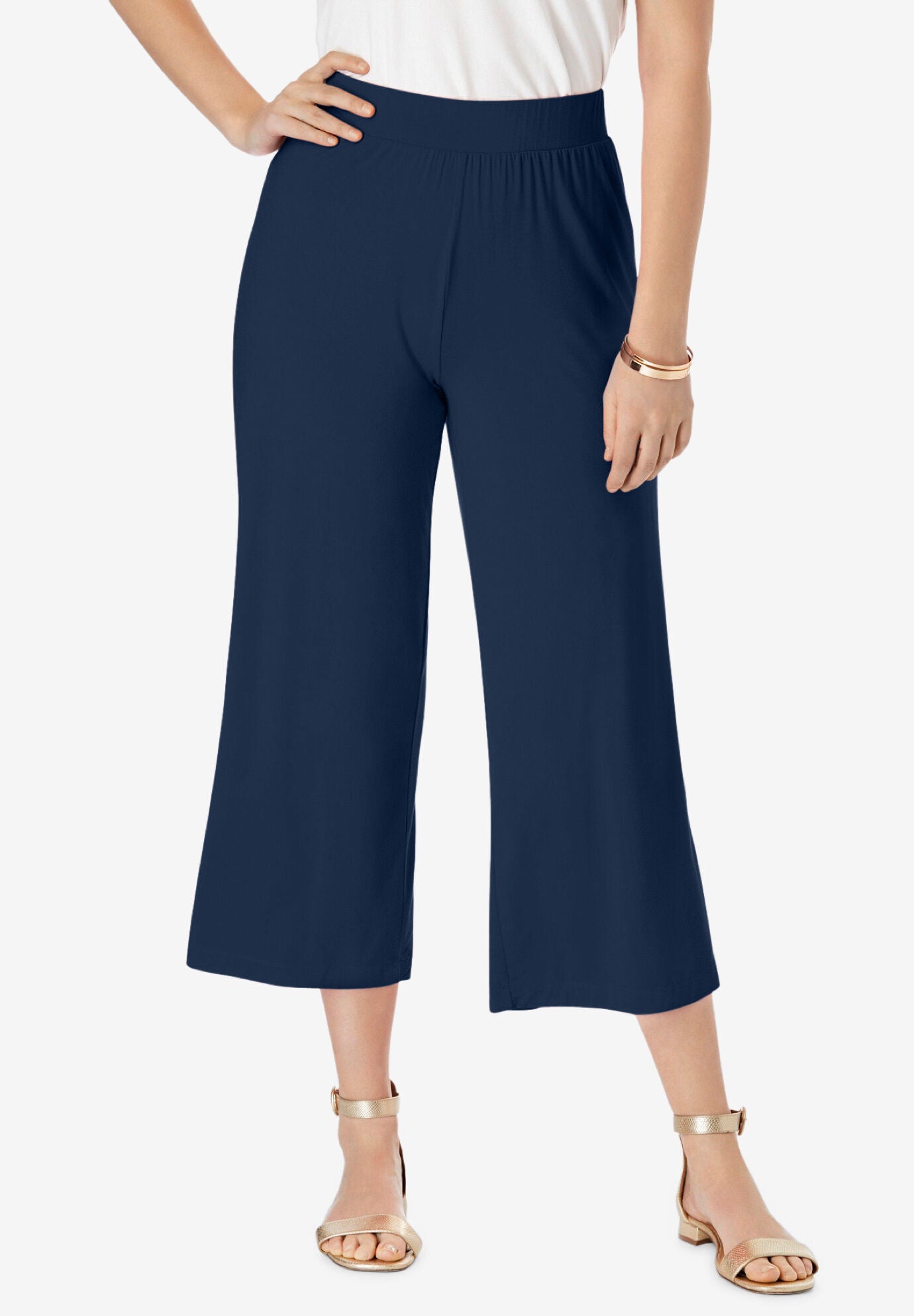 Wide leg cropped knit pants on sale