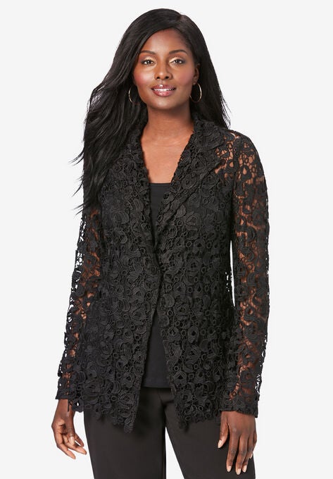 Lace Blazer, BLACK, hi-res image number null