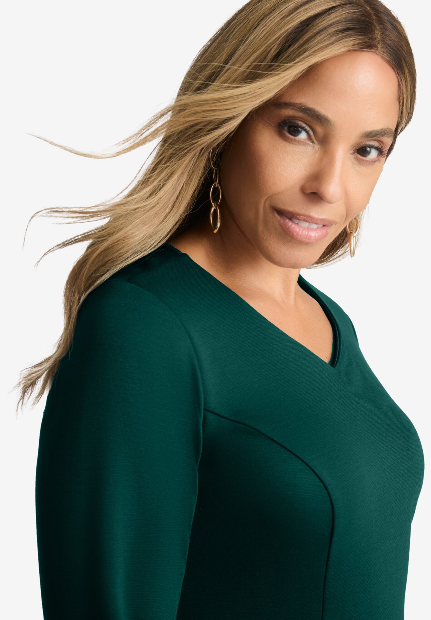 SWEETHEART NECKLINE PONTE DRESS, , alternate image number 3