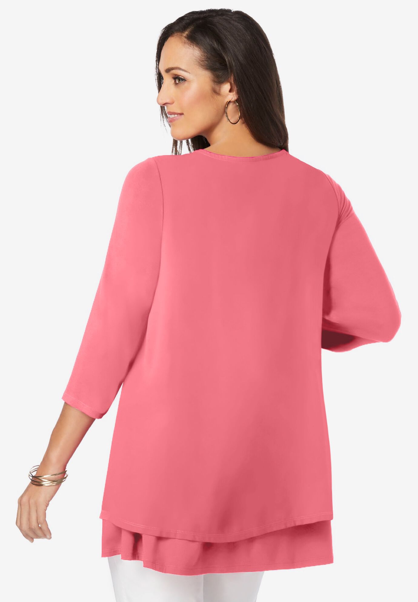Double-Layer High-Low Tunic, TEA ROSE, alternate image number 2