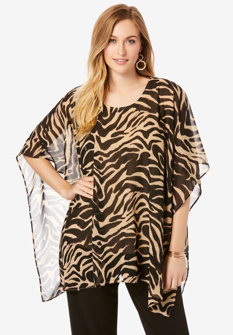 Georgette Caftan Tunic, NATURAL SAFARI PRINT, hi-res image number null
