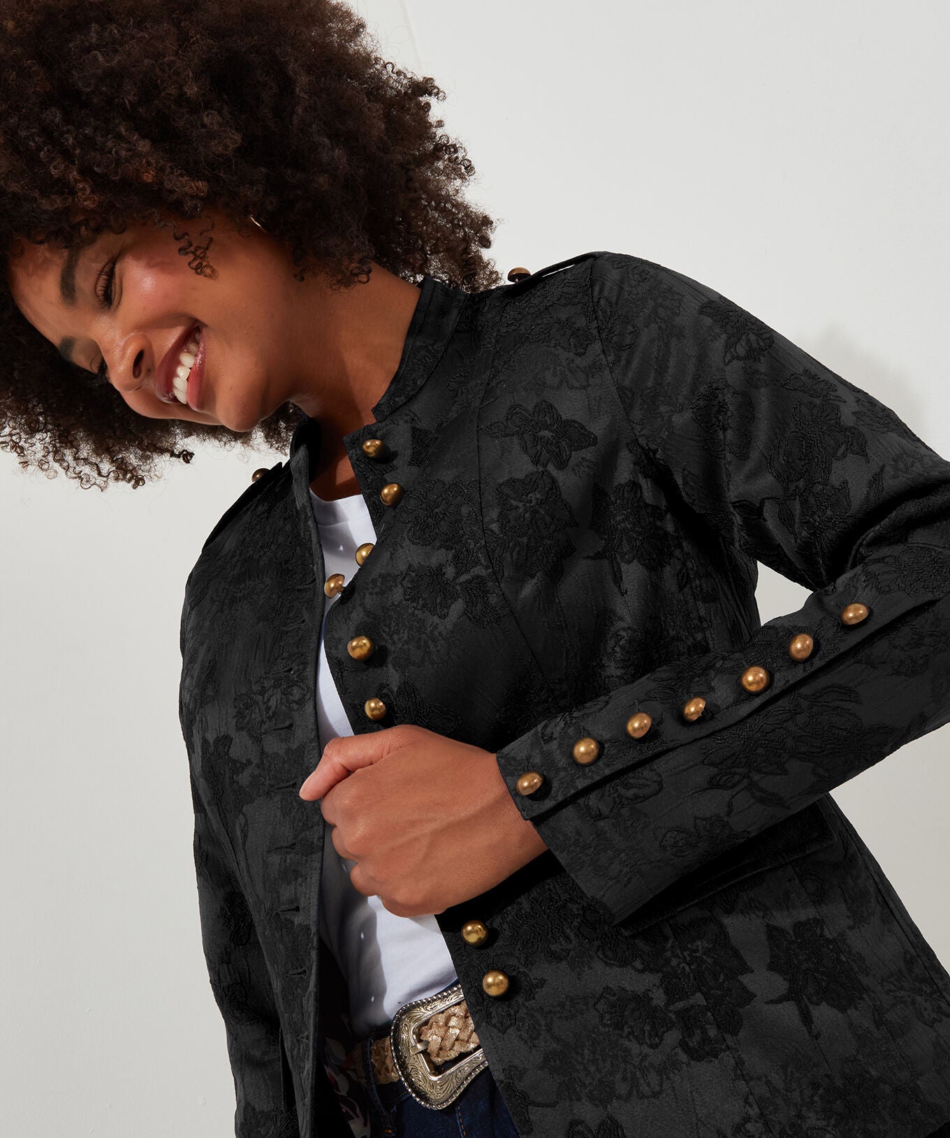 Refined Military Jacket, BLACK, on-hover image number 1