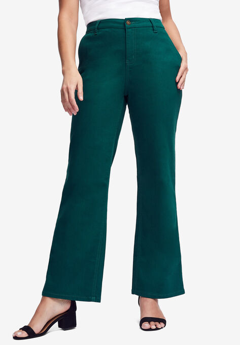 Wide Leg Jeans, EMERALD GREEN, hi-res image number null