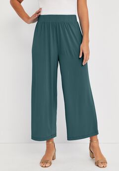 Stretch Knit Wide Leg Crop Pant