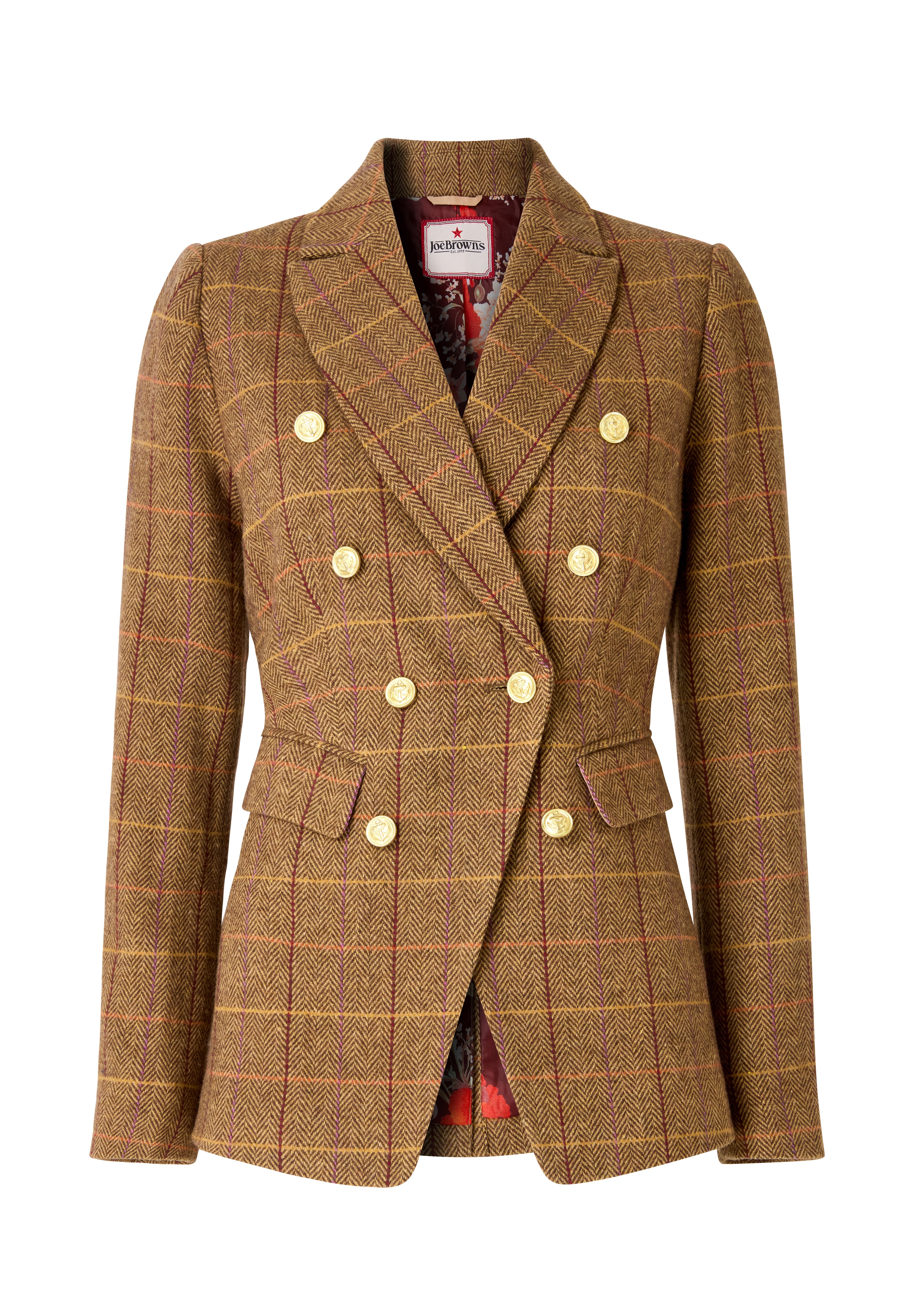 Double Breasted Plaid Blazer, COGNAC PLAID, alternate image number 6