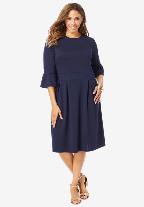 Ponte Fit & Flare Dress, NAVY, hi-res image number null