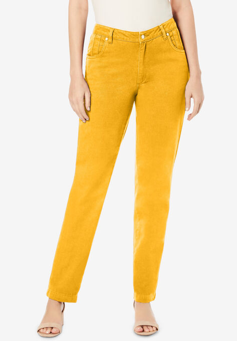 Classic Cotton Denim Straight Jeans, SUNSET YELLOW, hi-res image number null
