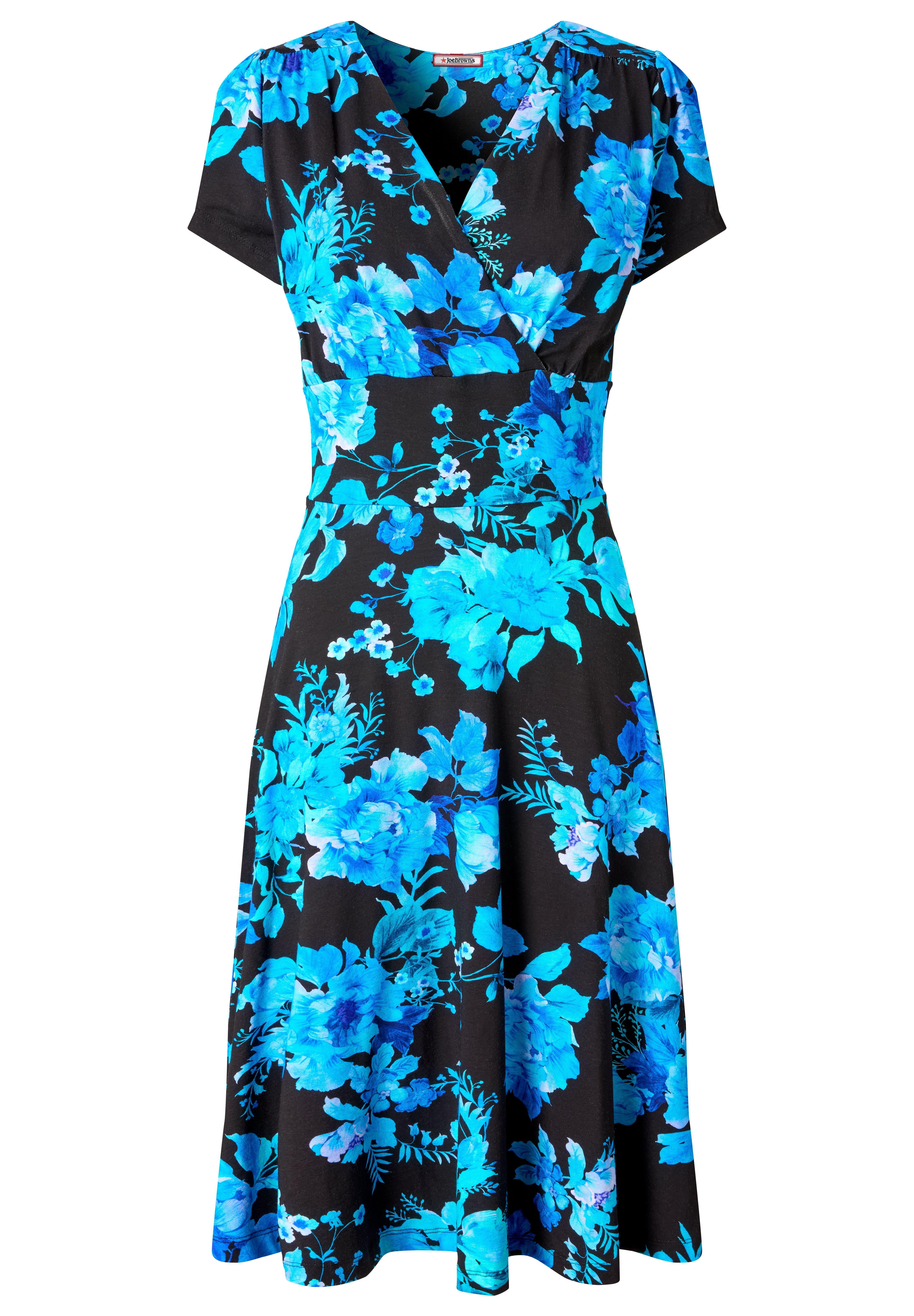 Stretch Knit Faux Wrap Dress, COBALT FLORAL, alternate image number 3