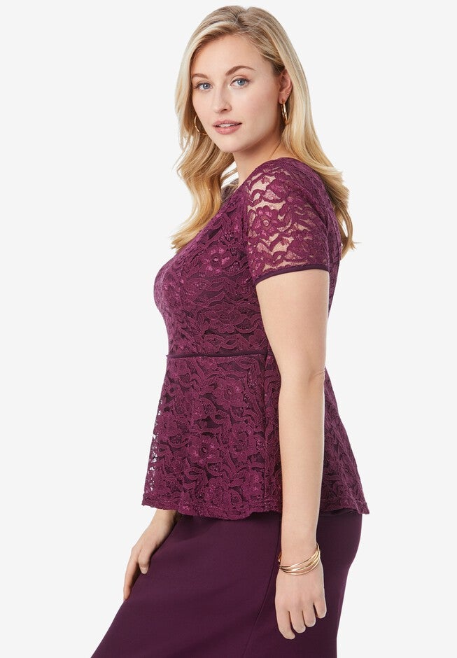 Peplum Lace Top, , alternate image number 2