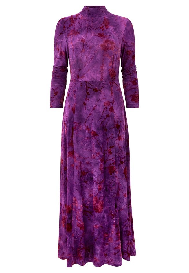 Mockneck Burnout Midi Dress, PURPLE VINE, alternate image number null