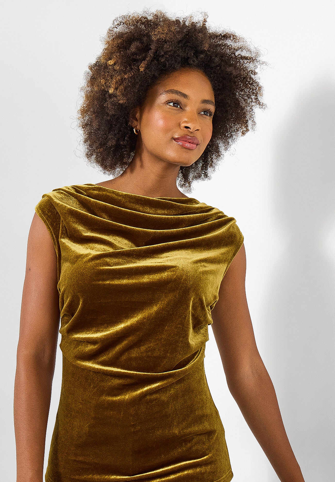Velvet Cowlneck Top, CHARTREUSE, hi-res image number 0