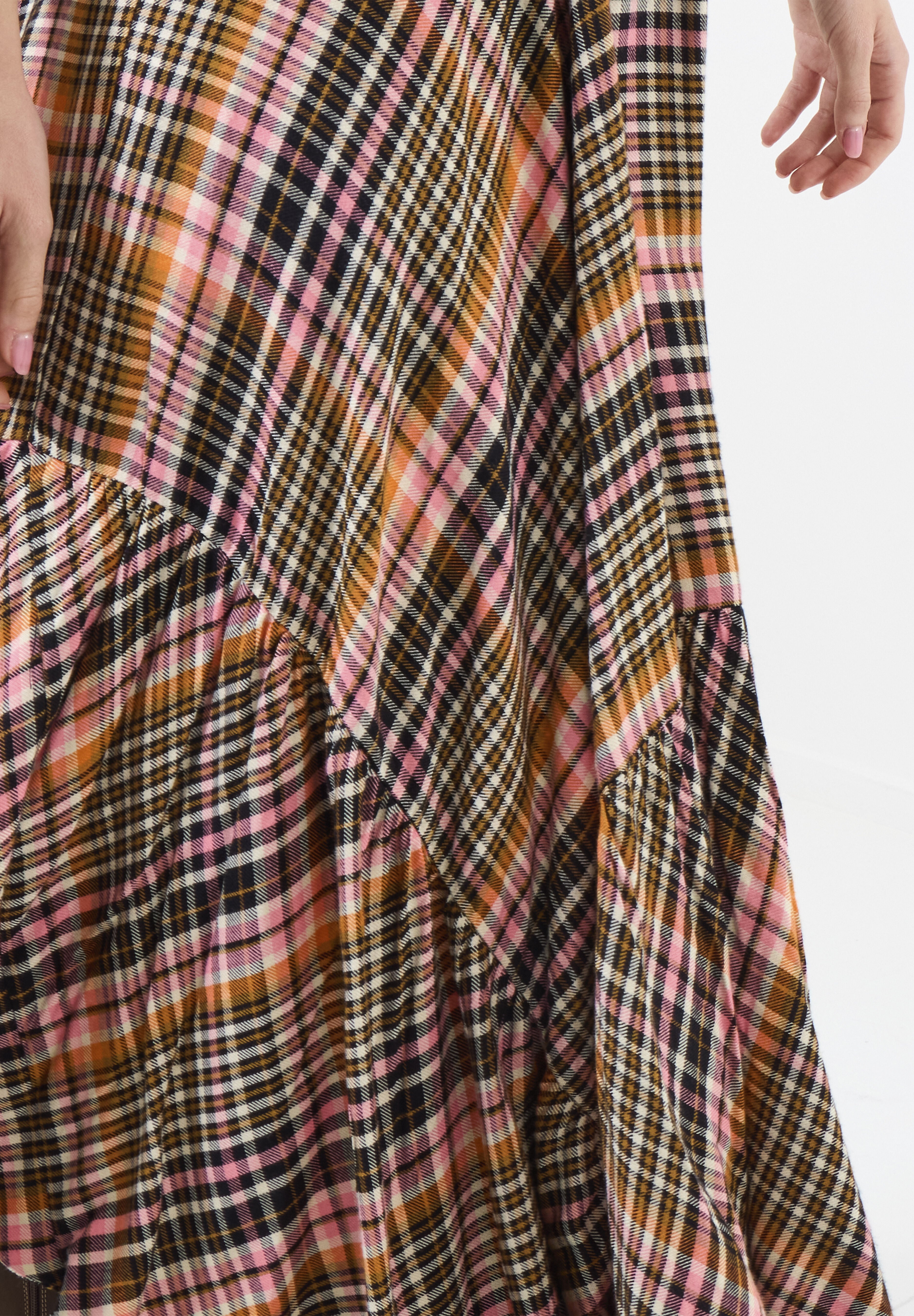 Checkered Hanky Hem Maxi Skirt, AUTUMN SUNSET PLAID, alternate image number 5