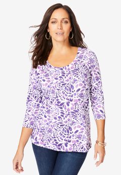 Stretch Cotton Scoop Neck Tee