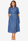 Soft Denim Shirtdress, MEDIUM STONEWASH, hi-res image number null