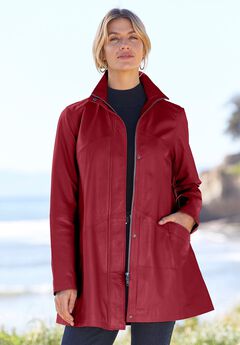 A-Line Zip Front Leather Jacket