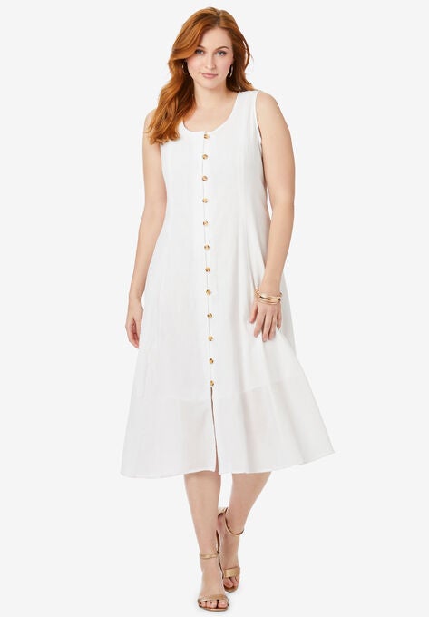 Button-Down Gauze Maxi, WHITE, hi-res image number null