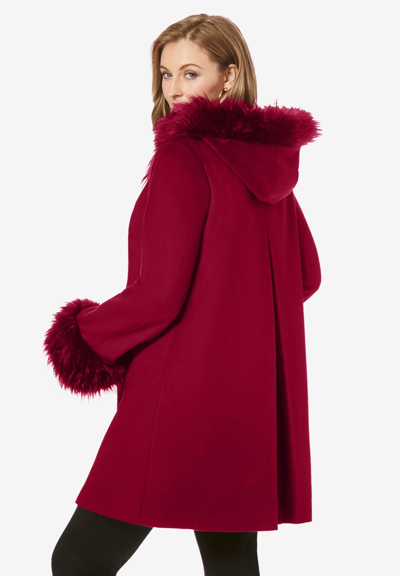 Red fur trim 2025 coat