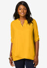Georgette Notch Neck Blouse, SUNSET YELLOW, hi-res image number null