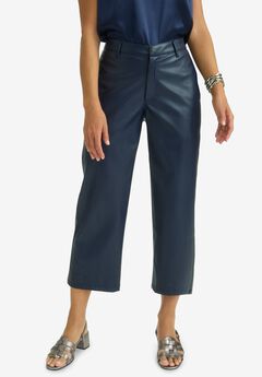 Faux Leather Wide-Leg Crop Pant