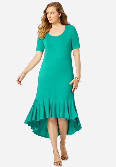Everyday Knit Flounce Hem Maxi Dress, AQUA SEA, hi-res image number null