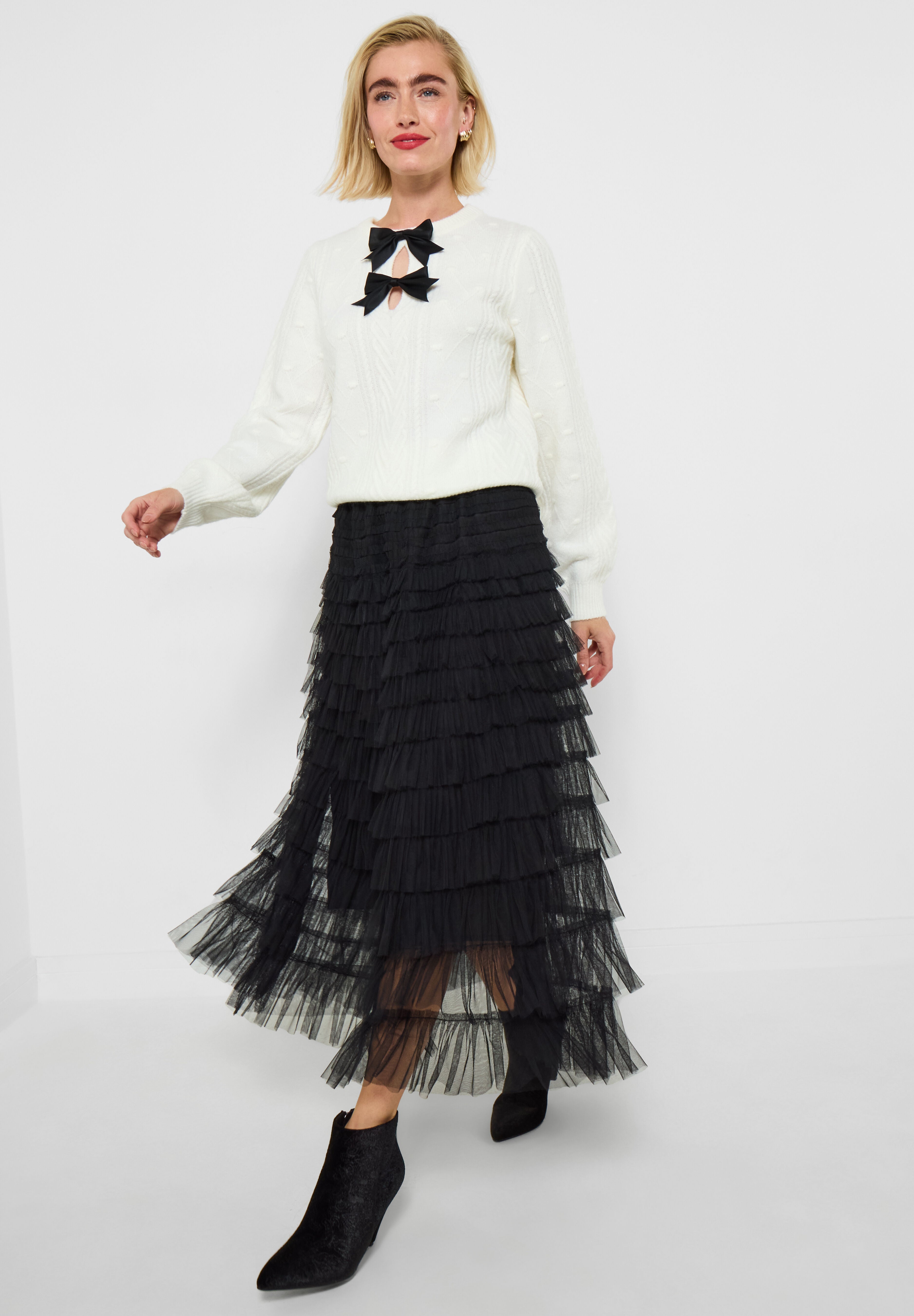 Holiday Cable Sweater, IVORY, on-hover image number 1