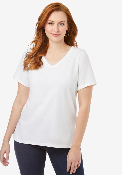V-Neck Tee, WHITE, hi-res image number null